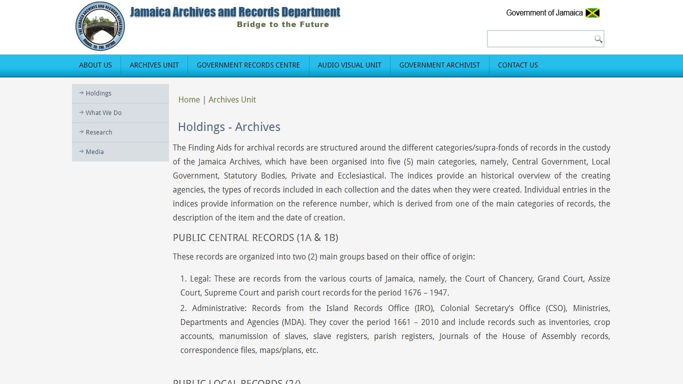 Holdings - Archives | Jamaica Archives and Records ...